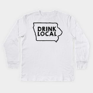 Iowa Drink Local Beer Black Kids Long Sleeve T-Shirt